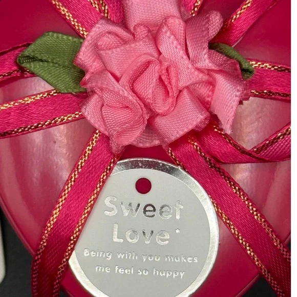 Heart‎ Dangle Earrings Pink Crystal Gold Tone Romantic Jewelry - Picture 4 of 4